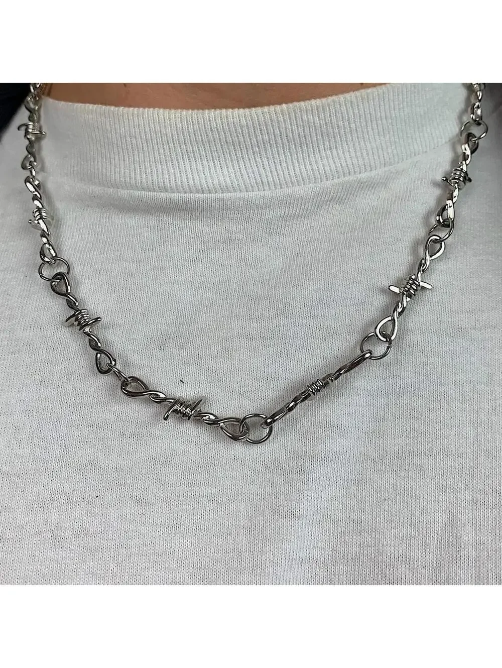 Cyber Y2k barbwire opium punk style necklace. Cool design. Nice quality. Chain
